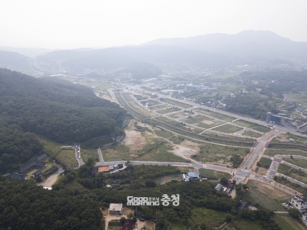 충남 홍성군 신청사 부지(옥암택지개발지구) 항공사진. 사진 제공=홍성군/굿모닝충청=이종현 기자.