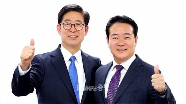 지정근 의원은 “충청권에서도 민주당 경선 주자가 나서야 한다는 데 적극 공감하고 있다”며 “여러 의원들과 지원 방안을 모색 중”이라고 전했다. (양승조 지사와 지정근 의원, 페이스북)