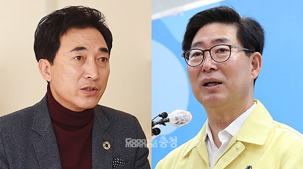 박수현 전 청와대 대변인과 양승조 충남지사가 지난 1월 말 천안에서 단독 회동한 것으로 11일 확인됐다. (자료사진 합성/ 굿모닝충청=김갑수 기자)