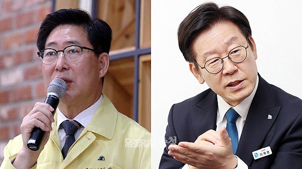 최근 정부의 부동산정책과 한국토지주택공사(LH) 직원의 땅 투기 의혹이 맞물려 논란이 지속되는 가운데 대권 후보로도 거론되는 양승조 충남지사(왼쪽)와 이재명 경기지사(오른쪽)의 도정 운영 철학이 집약된 더 행복한주택과 기본주택 정책이 주목받고 있다. 굿모닝충청 자료사진