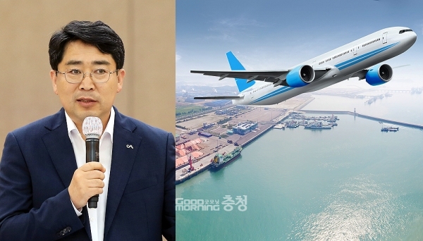 맹정호 서산시장이 서산공군비행장 민항유치 관련 이슈를 주도하고 있다. (서산시 제공 자료사진 합성/ 굿모닝충청=김갑수 기자)