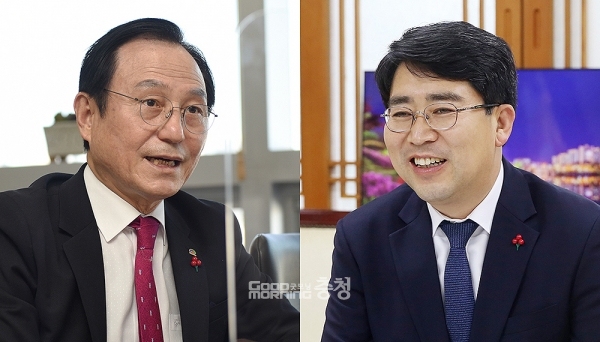 충남의 일선 지자체장들이 지역 최대 현안을 해결하기 위해 직접 나서고 있다. (왼쪽부터: 박상돈 천안시장과 맹정호 서산시장/ 굿모닝충청=김갑수 기자)