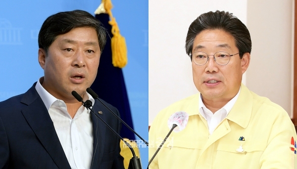 코로나19 상생 국민지원금 전 충남도민 지급 논란 속에 드러난 황명선 논산시장과 김홍장 당진시장의 상반된 소신이 새삼 눈길을 끌고 있다. (각각 논산시와 당진시 제공/ 굿모닝충청=김갑수 기자)