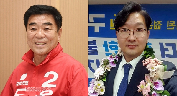 6.1 지방선거를 통해 새롭게 구성된 제12대 충남도의회가 오는 7월 1일 공식 출범할 예정인 가운데, 고교 동문이자 사제지간이 나란히 도의회에 입성해 눈길을 끌고 있다. (자료사진 합성: 왼쪽부터 유성재 당선인과 구형서 당선인/ 굿모닝충청=김갑수 기자)