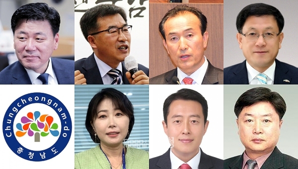 민선8기 출범 초기 드러난 김태흠 충남지사의 인사 스타일이 눈길을 끌고 있다. (왼쪽 윗줄부터 시계방향으로 구만섭 제주도 행정부지사, 전형식 충남도 정무무지사, 김홍열 정무보좌관, 백낙흥 전 서천군 부군수, 김시헌 전 대전일보 논설실장, 김혁종 비서실장, 주향 정무보좌관/ 굿모닝충청=김갑수 기자)