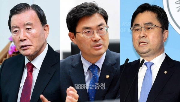 충남지역 국회의원들이 ‘충청권 지방은행 설립’을 위한 입법 경쟁에 열을 올리고 있다. (왼쪽부터 국민의힘 홍문표 국회의원, 더불어민주당 이정문 국회의원, 김종민 국회의원/ 굿모닝충청=김갑수 기자)