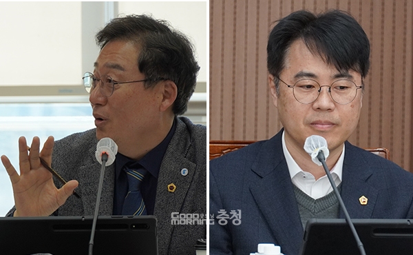 왼쪽부터 김선태·정병인 충남도의원. (사진=굿모닝충청 이종현 기자)