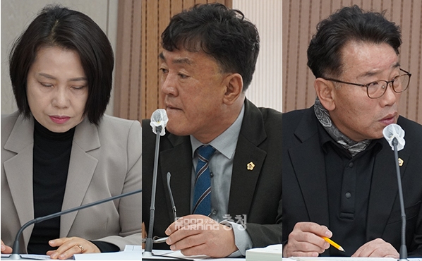 왼쪽부터 이연희·양경모·이철수 충남도의원. (사진=굿모닝충청 이종현 기자)