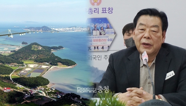 가세로 태안군수가 가로림만 해상교량(태안 이원 만대항~서산 대산 독곶리)에 대한 예비타당성 조사 면제를 강력 촉구했다. 그러자 김태흠 충남지사는 적극적인 지원을 약속했다. (굿모닝충청=김갑수 기자)