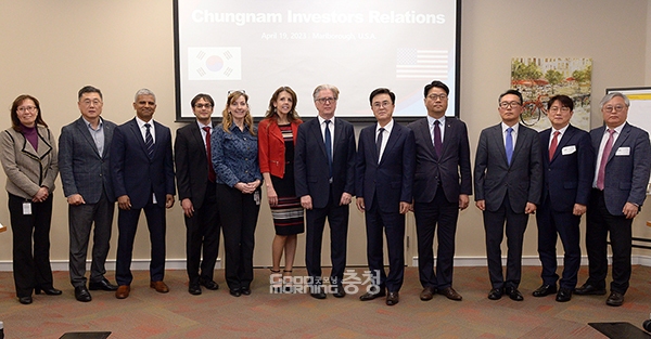 김태흠 충남지사가 현지시간으로 지난 19일 미국 메사추세츠주에 위치한 A사를 방문, 투자 상담을 펼쳤다. (사진=충남도 제공/굿모닝충청 이종현 기자)