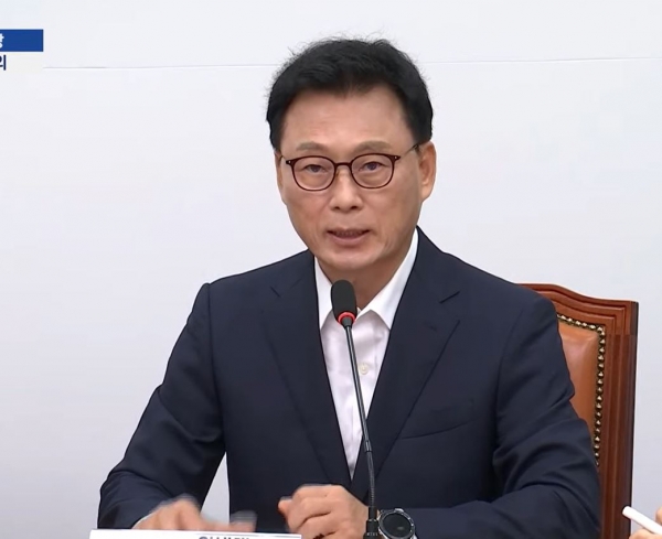 더불어민주당 박광온 원내대표가 14일 열린 최고위원회의에서 발언하고 있다(사잔=KBS 화면 캡처)