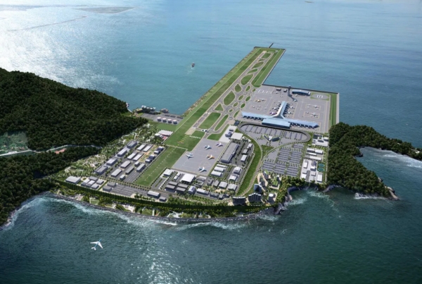 가덕도신공항 조감도. 2030 엑스포 개최에 맞춰 2029년까지 완공을 추진했으나 유치 실패로 인해 차질이 발생할 우려가 생겼다.(사진 출처 : 네이버 이미지)