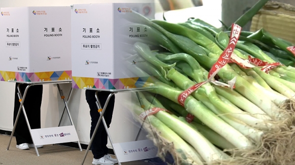대파를 투표소 반입금지 물품으로 지정한 중앙선거관리위원회.(출처 : TV조선 뉴스 영상 갈무리/굿모닝충청 조하준 기자)