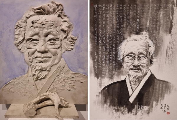 ⓒ윤하수 작가(왼쪽), 유준 작가(오른쪽) / 사진 촬영본으로 실제 이미지와 색상 및 구도가 다를 수 있음(굿모닝충청 서라백 기자)