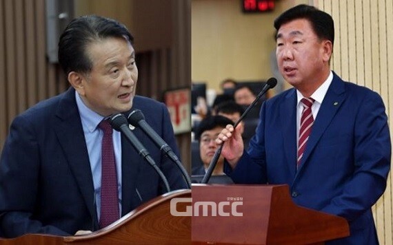 김영환 충북도지사와 이범석 청주시장. 사진=본사DB/굿모닝충청 김종혁 기자
