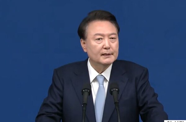 윤석열 대통령이 29일 용산 대통령실에서 기자회견을 하고 있다.(사진=KTV)