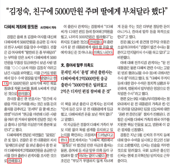 문재인 전 대통령 일가 수사에 대해 보도한 기성 언론들의 이른바 '알전 기사'. 내용의 반이 '알려졌다', '전해졌다'로 얼룩져 있다.(출처 : 시민언론 민들레)