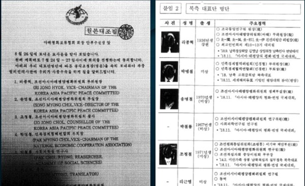 리포액트 허재현 기사가 입수한 북한 측에서 작성된 2019 아태평화국제대회 참석자 명단. 이 문서 어디에도 '리호남'의 이름은 없다.(출처 : 시민언론 뉴탐사)