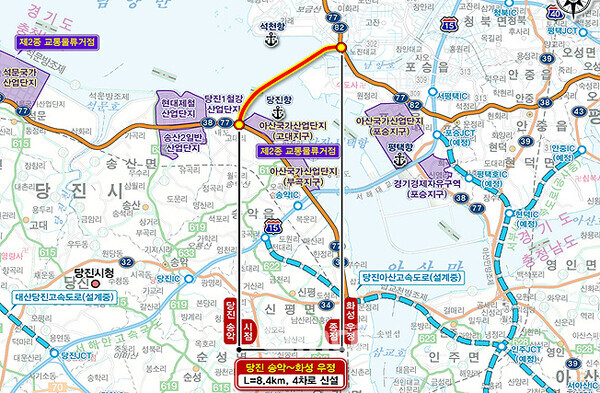 해저터널 7.5km와 접속도로 0.9km를 합쳐 총 8.4km의 국도를 건설하는 것이 골자인데 사업비는 총 7458억 원이 투입될 전망이다. (충남도 제공)