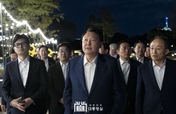 지난 9월 24일 저녁 당시 윤석열 대통령과 한동훈 국민의힘 대표