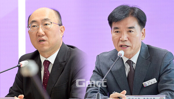 충남도와 아산시가 시장 궐위라는 초유의 사태를 맞아 흔들림 없는 시정 운영과 각종 현안 해결을 위해 적극 공조하기로 했다. (충남도 및 아산시 제공 사진 합성: 왼쪽부터 김기영 행정부지사와 조일교 권한대행/ 굿모닝충청=김갑수 기자)