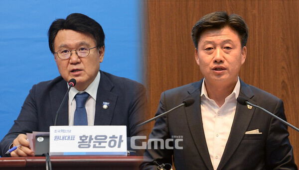 내년 4월로 예정된 아산시장 재선거에 원내 제3당인 조국혁신당도 후보를 낼 것으로 전망된다.  (조국혁신당 홈페이지 등 자료사진 합성: 왼쪽부터 황운하 원내대표와 이공휘 충남도당 위원장/ 굿모닝충청=김갑수 기자)