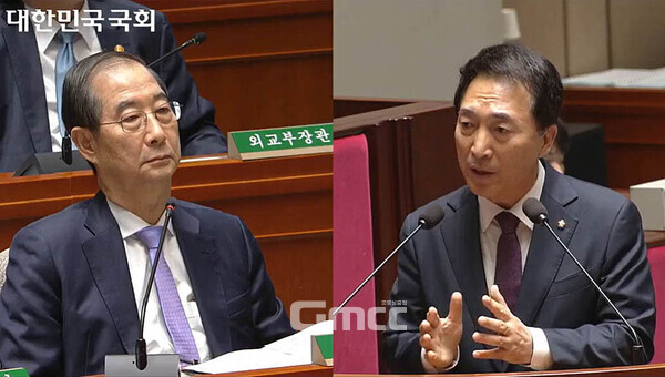 더불어민주당 박수현 국회의원(충남공주·부여·청양)이 한덕수 국무총리를 겨냥, 윤석열 대통령에게 내각 총사퇴를 건의할 것을 촉구하고 나섰다. (국회 인터넷 의사중계 화면 캡쳐/ 굿모닝충청=김갑수 기자)