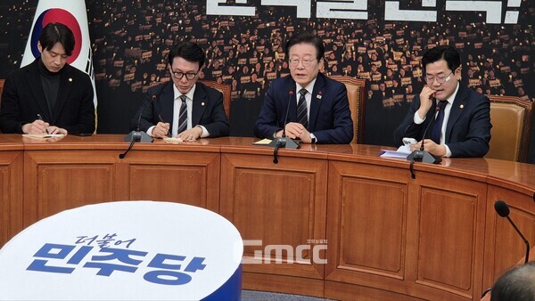 더불어민주당 이재명 대표가 7일 오전 국회 당대표회의실에서 가진 내외신기자간담회에서 발언하고 있다. (사진=굿모닝충청 이동우 기자)