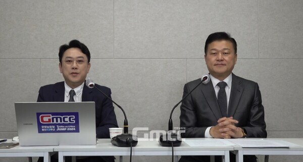 최영규 굿모닝충청 기자(왼쪽)와 신용한 윤 캠프 정책총괄지원실장 (사진=굿모닝충청TV 화면 캡처)