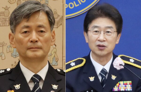 12.3 내란 사태 당시 경찰을 동원해 국회를 봉쇄하고 국회의원들의 진입은 막은 대신 계엄군의 국회 진입은 허용한 내란 공범 조지호와 김봉식.