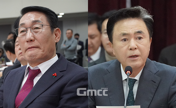 이용록 홍성군수가 내포신도시 중심상업지구 내 주차타워 조성을 위한 도 차원의 지원을 요청했다. 그러나 김태흠 지사는 시기상조라는 입장을 밝혔다. (사진=굿모닝충청 이종현 기자)