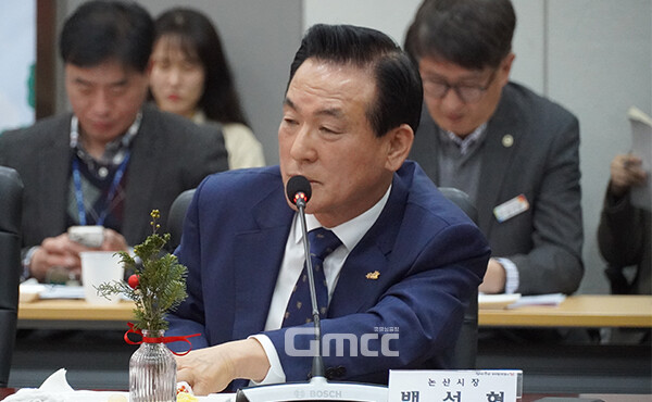 백성현 논산시장이 김태흠 충남지사가 역점적으로 추진 중인 스마트축산 ICT 시범단지 조성과 관련 신규사업 추진을 요청하고 나섰다. (사진=굿모닝충청=이종현 기자)