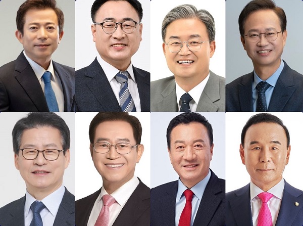 22대 총선 충북 당선인 (선거구별 위부터) 민주당 이강일, 이광희, 이연희, 송재봉, 임호선, 이종배,엄태영, 박덕흠 의원. 사진=중앙선관위/굿모닝충청 김종혁 기자