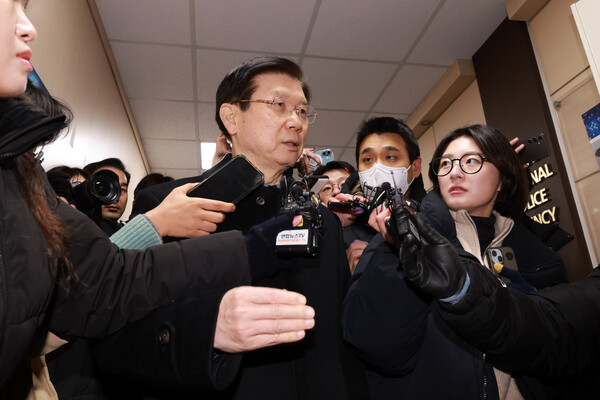 경찰청 국가수사본부에 출석하고 있는 박종준 경호처장의 모습.(사진=연합뉴스)