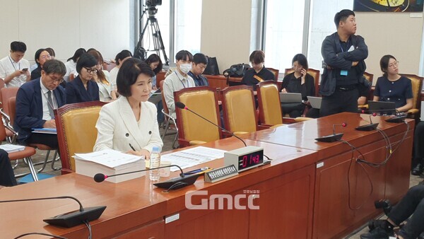 작년 7월 24일 국회 과방위에서 열린 방송통신위원장 후보자 인사청문회에 참석한 이진숙 후보자의 모습.(사진=굿모닝충청 조하준 기자)