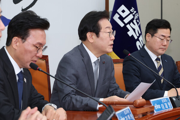 더불어민주당 이재명 대표가 31일 국회 본관 당대표회의에서 열린 최고위원회의에서 발언하고 있다. (사진=연합뉴스)