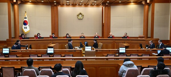 10일 헌법재판소에서 열린 마은혁 헌법재판관 후보자 미임명 관련 권한쟁의 심판 2차 변론 장면.(사진=연합뉴스)