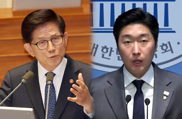 김문수 고용노동부 장관(왼쪽), 김용만 더불어민주당 의원 / 사진=연합뉴스, 굿모닝충청 DB 