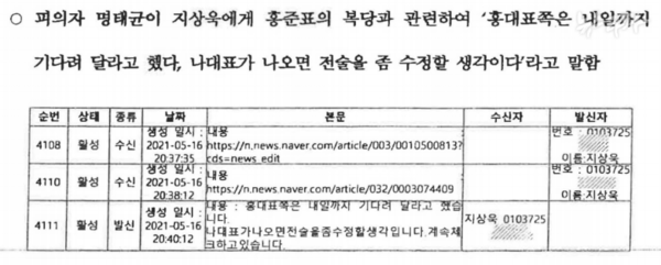 명태균-지상욱 카카오톡 대화가 담긴 2024년 11월 21일자 검찰 수사보고서.(사진=뉴스타파)