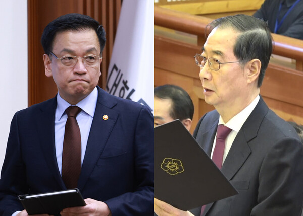 최상목 대통령 권한대행 부총리(왼쪽), 한덕수 국무총리 / 사진=연합뉴스