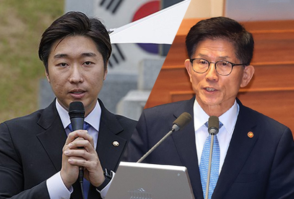 더불어민주당 김용만 의원(왼쪽), 김문수 고용노동부 장관 / 사진=연합뉴스 