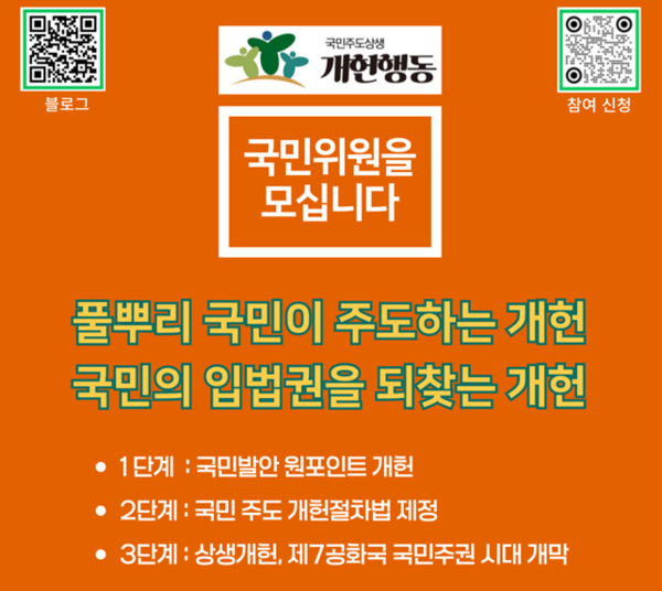 국민주도상생개헌행동의 국민위원 모집 포스터. 사진=개헌행동/굿모닝충청 김종혁 기자