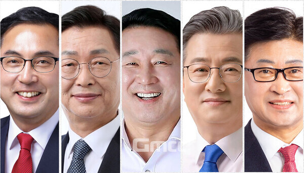 윤석열 전 대통령 파면에 대해 민주당 구청장들은 '환영'읠 뜻을 표했고, 국민의힘 구청장들은 '공직기강을 강조했다. (사진 왼쪽부터 박희조 동구청장, 김제선 중구청장, 서철모 서구청장, 정용래 유성구청장, 최충규 대덕구청장/각 자치구 제공)