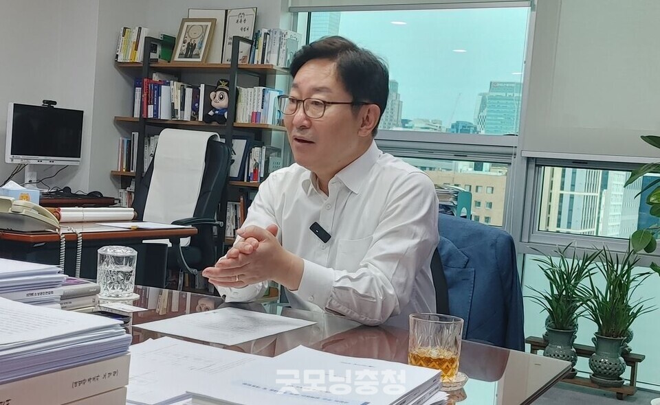 더불어민주당 6.2 대선 중앙당 선거관리위원장 박범계 의원(사진=굿모닝충청 설인호 기자)