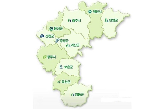 충북도 전도. 사진=충북도/굿모닝충청 김종혁 기자