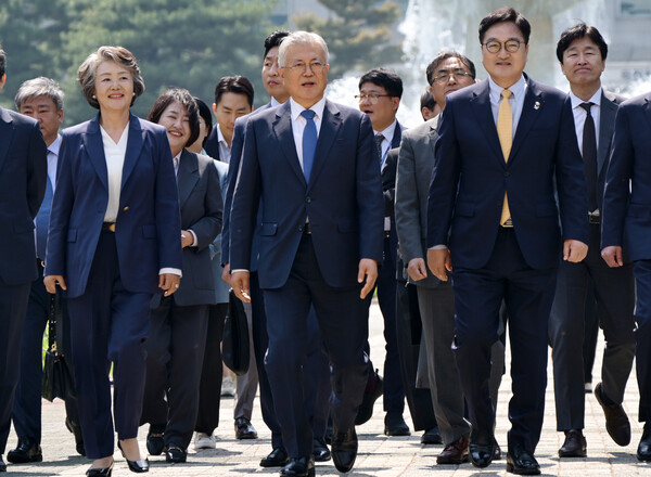 4.27 판문점 선언 7주년 기념식에 참석한 문재인 전 대통령의 모습.(사진=연합뉴스)