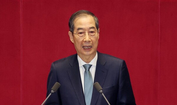 24일 국회 본회의에서 추가경정예산안 시정연설을 하고 있는 한덕수 대통령 권한대행 국무총리. (사진=연합뉴스)