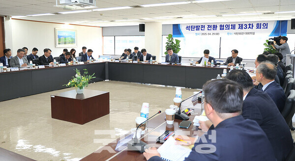 가세로 태안군수는 29일 서울 종로구 석탄회관 대회의실에서 열린 ‘석탄발전 전환 협의체(협의체)’ 제3차 회의에 참석해 정부를 향해 피해 최소화 방안 마련을 촉구했다. (태안군 제공/ 굿모닝충청=김갑수 기자)