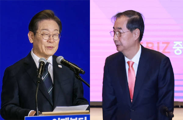 더불어민주당 이재명 대선 후보(왼쪽), 한덕수 대통령 권한대행 국무총리 (사진=굿모닝충청 DB)