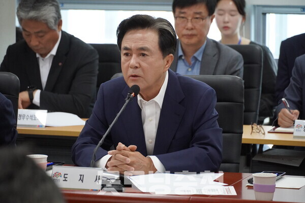김태흠 충남지사가 대전과의 행정통합에 대해 신속한 추진을 지시했다. (사진=굿모닝충청 이종현 기자)